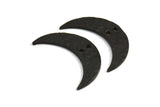 Black Moon Pendant, 2 Oxidized Brass Hammered Moons with 2 Holes (30x8x1.2mm) N0387 S431