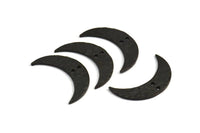 Black Moon Pendant, 2 Oxidized Brass Hammered Moons with 2 Holes (30x8x1.2mm) N0387 S431