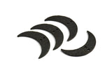 Black Moon Pendant, 2 Oxidized Brass Hammered Moons with 2 Holes (30x8x1.2mm) N0387 S431