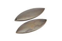 Brass Marquise Charm, 10 Antique Brass Marquise Charms Findings (35x14mm) Pen 26 K090