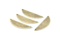 Half Round Wide Pendant, 5 Antique Silver Plated Brass Semi Circle Blanks (51x15x0.80) A0740 H085