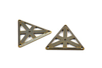 Antique Brass Triangle, 20 Antique Brass Triangle Charms with 4 Holes (22x25mm) Pen 3003  K104