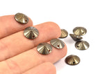 Vintage Boho Bead Caps, 30 Antique Brass Round Cambered Findings with 2 Holes, Bead Caps, Tags  (10mm) K070