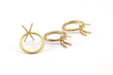 Claw Ring Setting, 5 Raw Brass Claw Ring Blanks With 4 Claws For Natural Stones N0210