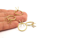 Claw Ring Setting, 5 Raw Brass Claw Ring Blanks With 4 Claws For Natural Stones N0210