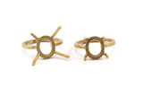 Brass Claw Ring, 2 Raw Brass Ring Settings With 4 Claws, Ring Blanks N1343