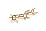 Brass Claw Ring, 2 Raw Brass Ring Settings With 4 Claws, Ring Blanks N1343