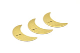 Crescent Necklace Charm, 10 Raw Brass Crescent Moon Charms with 2 Holes (25x9x0.80mm) D0010