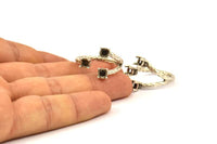 Claw Ring Setting - 2 Antique Silver Plated Brass 4 Claw Ring Blanks - Pad Size 4mm N0323 H0123