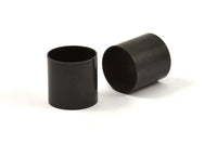 Black Tube Beads - 3 Oxidized Brass Tubes (19x19mm) Bs 1501