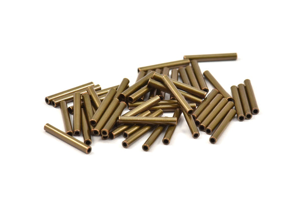 Copper Tube Beads - 100 Antique Bronze Tone Copper Tube Spacer Beads, Charms, Findings (15x2mm)  K193