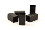 Black Square Tubes, 6 Oxidized Brass Square Tubes (14x25mm) Bs 1522 S079