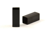 Black Square Tubes, 12 Oxidized Brass Square Tubes (8x20mm) Bs 1577