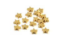 Gold Star Bead, 12 Gold Plated Brass Star Spacer Beads, Spacer Charms, Star Charms (8x2.6mm) D0126