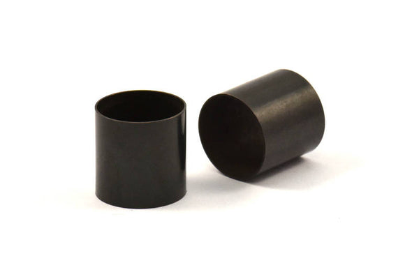 Black Tube Beads - 12 Oxidized Brass Tubes (14x14mm) Bs 1479