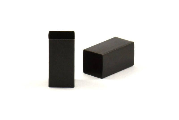 Black Square Tubes, 12 Oxidized Brass Square Tubes (16x8mm) Bs 1576 S070