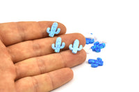 Synthetic Opal Cactus, 1 Light Blue Tiny Cactus Bead, Cactus Charm, Exotic Beads (13x11mm)