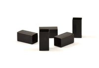 Black Square Tubes, 6 Oxidized Brass Square Tubes (10x20mm) Bs 1508
