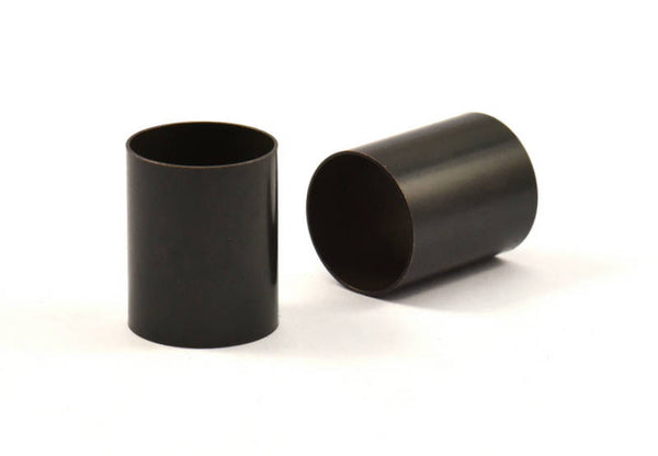 Black Tube Beads - 3 Oxidized Brass Tubes (20x25mm) Bs 1493
