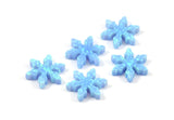 Blue Opal Snowflake, 1 Light Blue Synthetic Opal Snowflake Bead, Snowflake Charm, Beads (12mm) F059