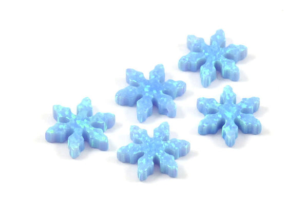 Blue Opal Snowflake, 1 Light Blue Synthetic Opal Snowflake Bead, Snowflake Charm, Beads (12mm)