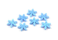 Blue Opal Snowflake, 1 Light Blue Synthetic Opal Snowflake Bead, Snowflake Charm, Beads (12mm) F059