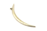 Brass Crescent, 2 Antique Silver Plated Brass Textured Wide Crescent Moon Necklace Pendants, Charms (62x4.5x2.7mm) N0170 H0064