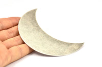 Moon Wall Art, 2 Antique Silver Plated Brass Crescent Moon Wall Hanging Decor with 2 Holes (90x35x0.60mm) H0181 H0535