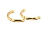Gold Noodle Tubes - 3 Gold Plated Brass Semi Circle Curved Tube Beads (4x45mm) D264