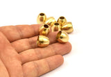 10 Raw Brass Industrial End Beads, (12x13x7 Mm) D0070