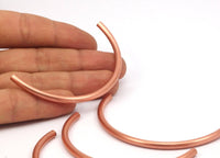 Copper Noodle Tube Beads - 8 Raw Copper Semi Circle Tubes (4x80mm) D0478
