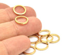 Gold Circle Ring, 12 Gold Plated Brass Round Rings, Charms (10mm) B0118