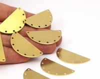Moon Brass Pendant, 12 Raw Brass Semi Circle Blanks (40x20x0.80) A0938