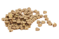 Brass Heart Spacer Bead, 50 Raw Brass Spacer Beads, Spacer Connectors, Heart Beads (5.4x5.8mm) Y074