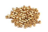 4mm Ball Beads, 50 Raw Brass Ball Beads, Findings (4mm) B0031