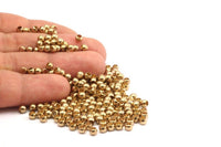 4mm Ball Beads, 50 Raw Brass Ball Beads, Findings (4mm) B0031