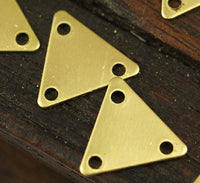 Geomertric Brass Findings, 50 Raw Brass Triangle Charms With 3 Holes (9x10mm) Brs 621 A0051