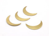 Raw Brass Crescent, 10 Raw Brass Crescent Moons (25x5x0.80mm) Moon 1
