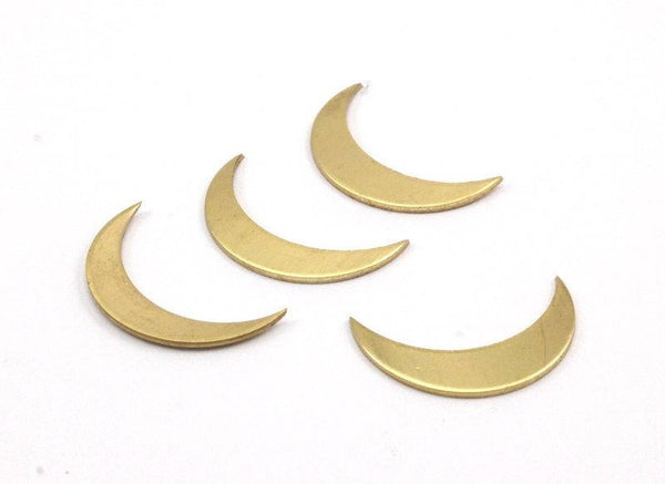 Raw Brass Crescent, 10 Raw Brass Crescent Moons (25x5x0.80mm) Moon 1