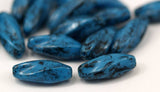 10 Vintage Glass Oval Wave Blue Beads ( 18x6 Mm ) Cv26