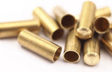 One Hole Tubes - 12 Raw Brass Industrial Tubes With One Hole End, Findings (19x7mm) D0046