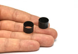Black Tube Beads - 6 Oxidized Brass Tubes (14x10mm) Bs 1483