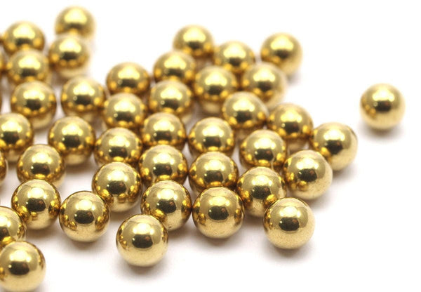6mm Ball Beads, 20 Raw Brass Ball Beads Without Holes (6mm) Bs-1094--r006