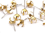 Stainless Steel Earring, 50 Stainless Steel Earring Posts With Raw Brass 8 Mm Pad Bs 1263
