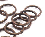 Copper Round Connectors, 100 Antique Copper Round Connectors For 14mm Beads K625