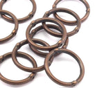 Copper Round Connectors, 100 Antique Copper Round Connectors For 14mm Beads K625
