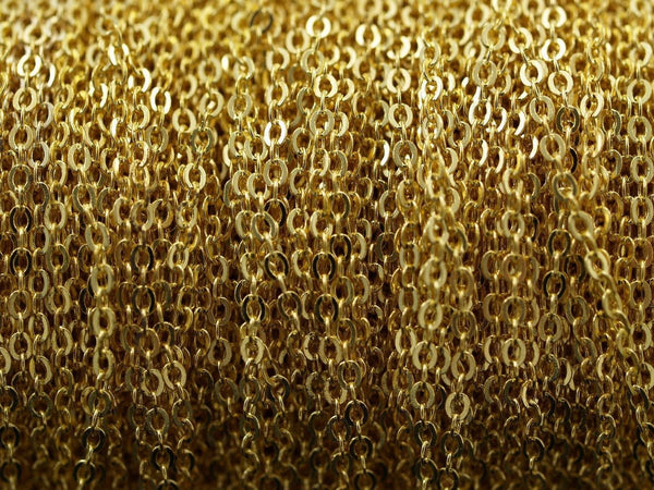 Gold Tone Chain, 90 Meters - 330 Feet (1.5x2mm) Gold Tone Brass Soldered Chain - Y006 ( Z016 )