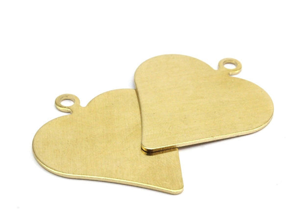 Heart Stamping Blank, 6 Raw Brass Heart Stamping Blank, Pendant (35x30x0.80mm) D190--y347