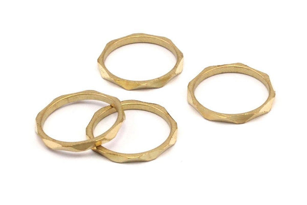 Brass Faceted Ring, 12 Raw Brass Faceted Rings, Connectors (18mm) N501