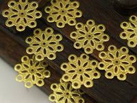 Brass Snowflake Charm, 12 Snowflake Filigree Raw Brass Connectors Charms Findings (18mm) Brs117 A0168